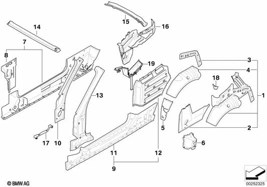 Windlauf interior izquierdo para BMW Serie 1 E88 (OEM 41217193247). Original BMW.