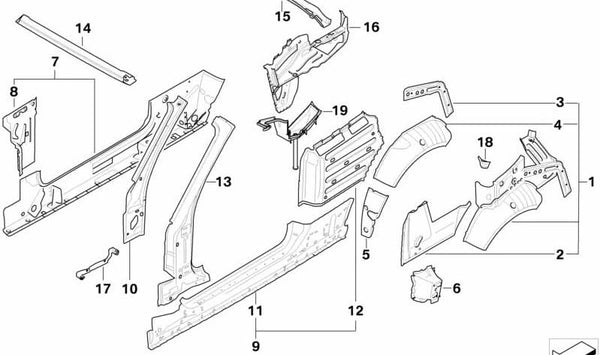 Panel lateral derecho para BMW E88 (OEM 41217194762). Original BMW.