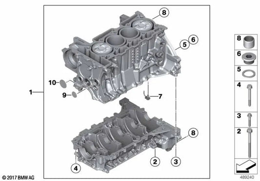 Carter del cilindro con pistones para BMW F20, F21, F30, F31, F35 (OEM 11112213109). Original BMW