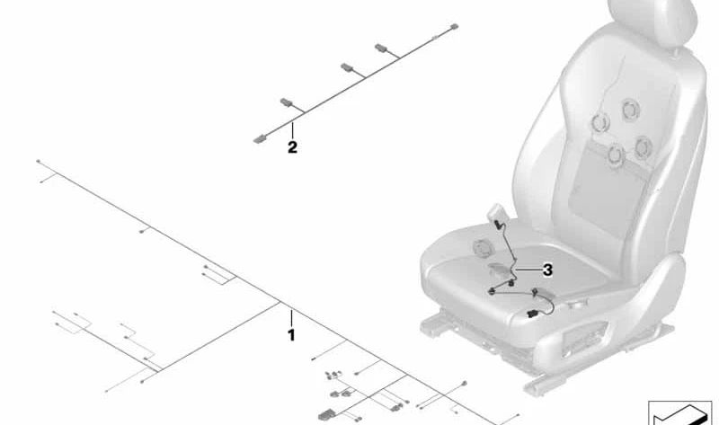 Juego de cables asiento derecho para BMW F15, F85, F16, F86 (OEM 61129365030). Original BMW