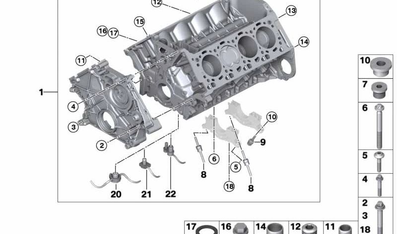 Vite di chiusura OEM 11137553918 per BMW E81, E82, E87, E88, E90, E91, E92, E93, F07, F10, F11, F12, F13, F01, F02, F04, E70, E71, E72, E85, E86, E89. BMW originale.