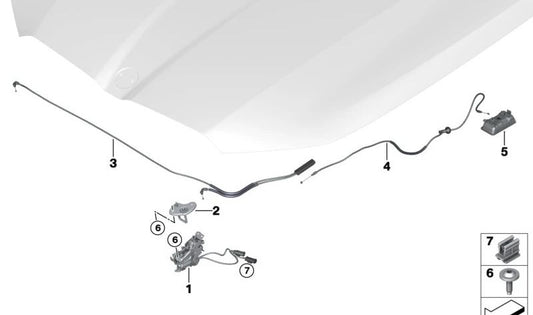 Cerradura de maletero con interruptor OEM 51239880005 para BMW (E87, E90, E91, E92, E93, F30, F31, F34, F80). Original BMW.