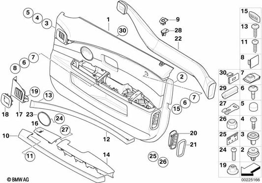 Softpad delantero izquierdo para BMW Serie 7 E65, E66 (OEM 51417024255). Original BMW