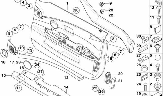 Softpad vorne rechts für BMW E65, E66 (OEM 51417024256). Original BMW