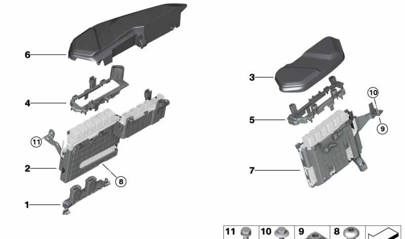 Placa adaptadora OEM 12907857151 para BMW Serie 5 (F90), Serie 8 (F91, F92, F93). Original BMW