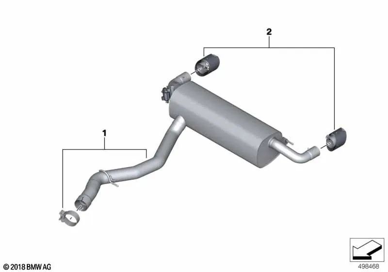 Silenciador para BMW Serie 3 G20, G20N, Serie 4 G22, G23, G26 (OEM 18302464496). Original BMW.