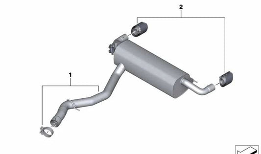 M Performance muffler for BMW 3 Series G20, G20N (OEM 18302464498). Genuine BMW