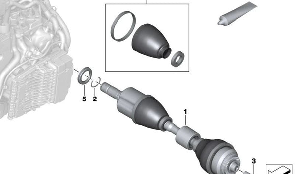 Eje de Transmisión Izquierdo para BMW X1 U11, X2 U10, MINI U25 (OEM 31609884797). Original BMW.