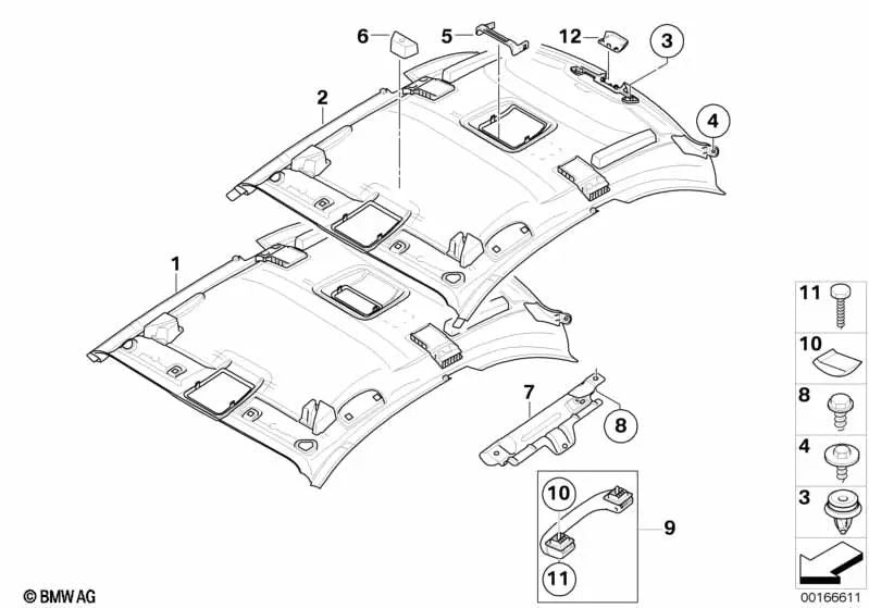 Tapa del cielo trasero para BMW E82 (OEM 51442996335). Original BMW