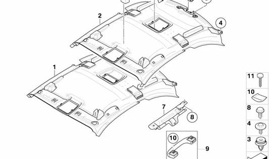 Interior Roof Support for BMW E82 (OEM 51442996111). Original BMW