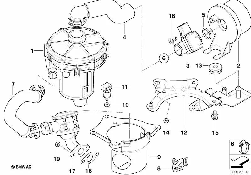 Tubo de aspiración para BMW E46 (OEM 11727553059). Original BMW