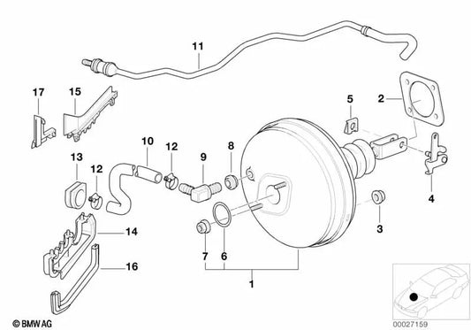 Vacuum hose (Unterdruckschlauch) for BMW E38 (OEM 34331165500). Genuine BMW.