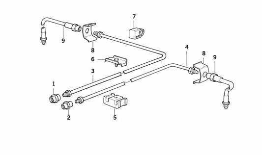 Latiguillo de freno trasero OEM 34322227489 para BMW E31 (850Ci, 850CSi, 850i, 840Ci). Original BMW.