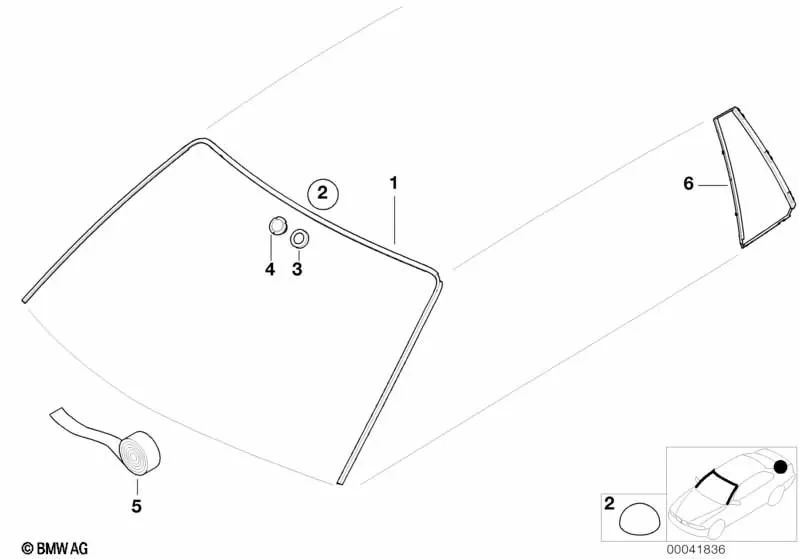 Sellado de la ventanilla lateral trasera derecha para BMW Serie 3 E46 (OEM 51348194768). Original BMW.