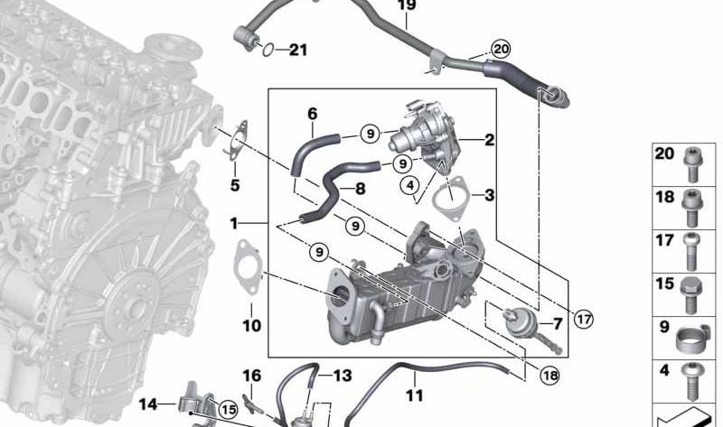 Manguera de Refrigerante para BMW Serie 1 F40, Serie 2 F44, F45N, F46N, X1 F48, F48N, X2 F39, MINI F54, F55, F56, F57, F60 (OEM 11718580444). Original BMW