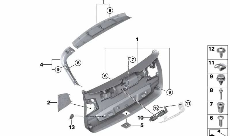 Hintere Stoßdämpferabdeckung für BMW 2er F46, X1 F48 (OEM 51497442324). Original BMW