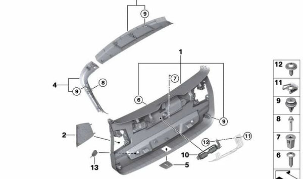 Amortiguador de Tapa Trasera para BMW Serie 2 F46, X1 F48 (OEM 51497442324). Original BMW