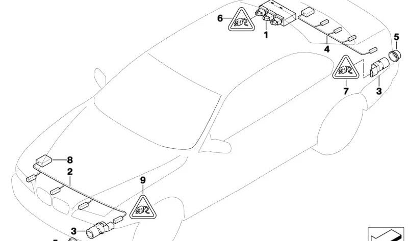 Sensor de aparcamiento por ultrasonidos OEM 66207970516 para BMW (E60, E61, E63, E64, E83, E70, E71, E72). Original BMW.