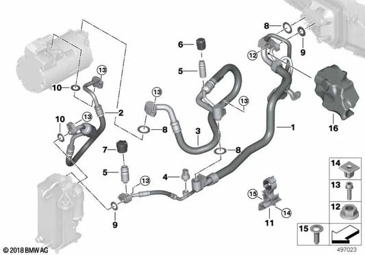 Tubería de succión Evaporador-Compressor para BMW Serie 5 G30N, Serie 7 G11N, G12N (OEM 64539109730). Original BMW