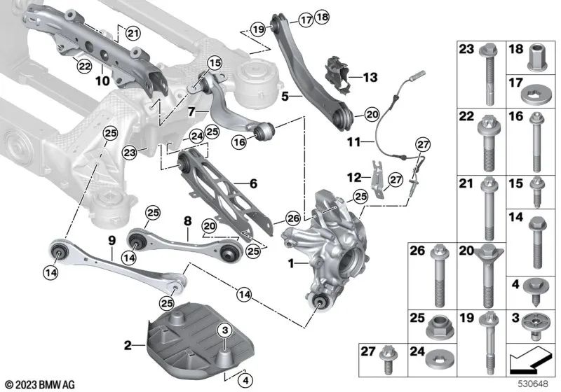 Wheel speed sensor for BMW G60 (OEM 34525A62682). Original BMW