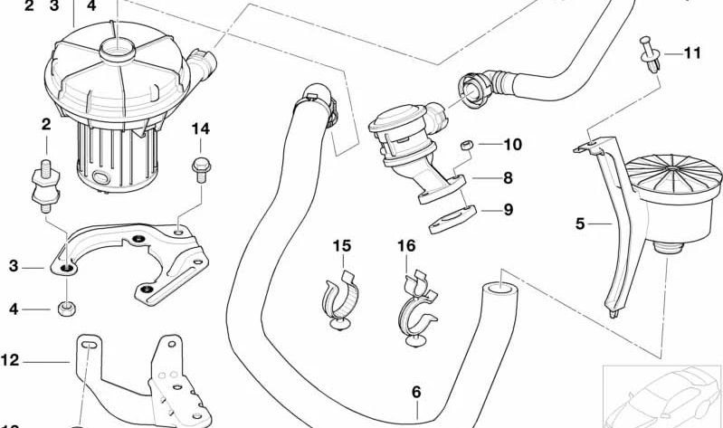 Abrazadera para BMW Serie 3 E46, Serie 7 E65, E66, MINI R50 (OEM 11721716559). Original BMW