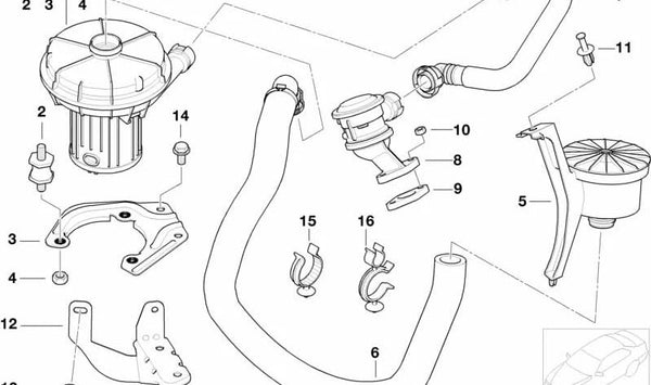 Abrazadera para BMW Serie 3 E46, Serie 7 E65, E66, MINI R50 (OEM 11721716559). Original BMW