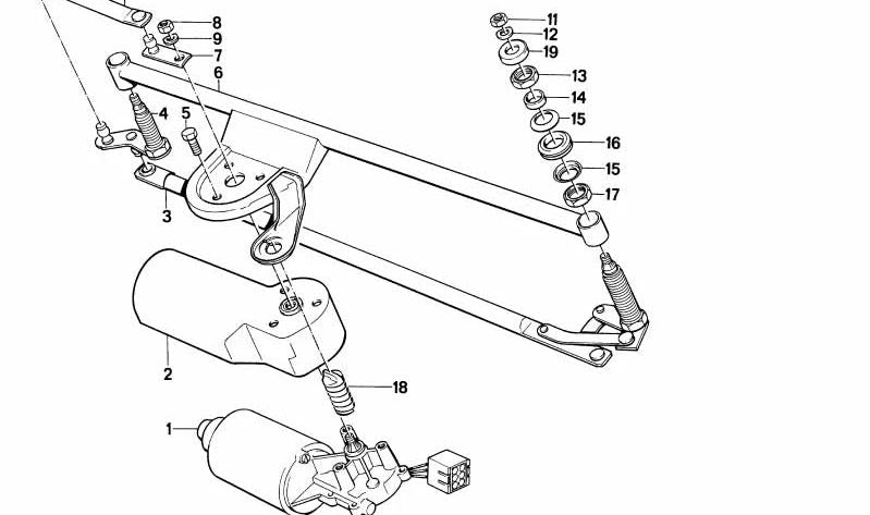 Cojinete del limpiaparabrisas izquierdo para BMW E24 (OEM 61611362177). Original BMW