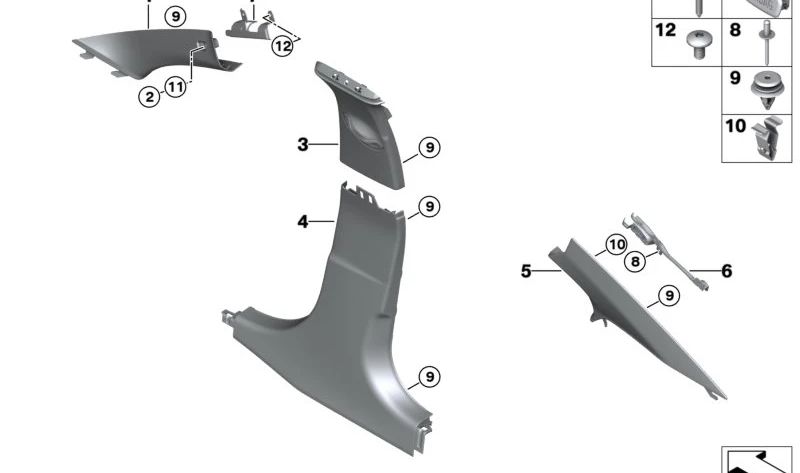 Embelezado Pilar A Lei OEM 51438079310 para BMW G20, G21, G80, G81. BMW original.