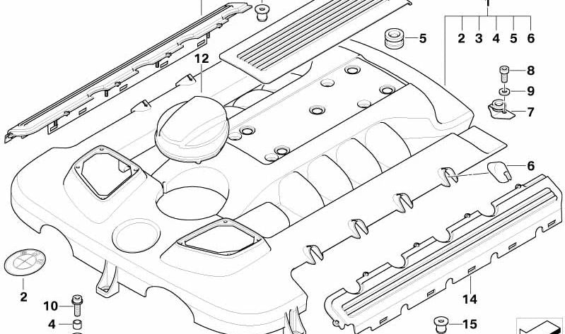 Pasamuros de goma para BMW Serie 7 E38, E65 (OEM 11142248177). Original BMW.