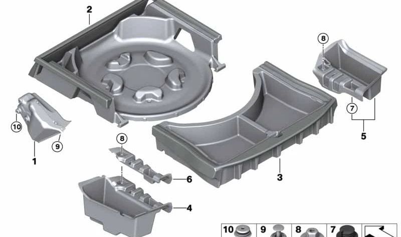 Compartimento de almacenamiento maletero izquierdo OEM 51477373579 para BMW F90, G30, G38. Original BMW.