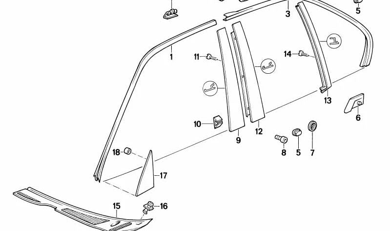 Pasamuros OEM 51138102952 para BMW E34. Original BMW.