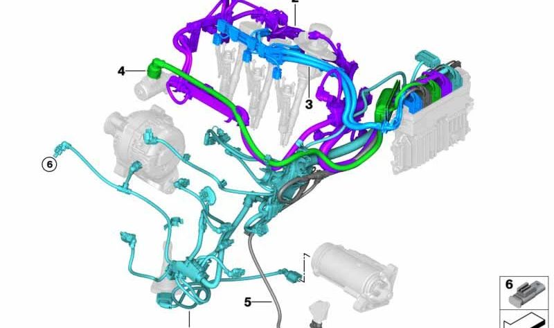 Cableado del Motor Sensorial para BMW F40, F44, F45N, F46N, F48N y Mini F54N, F55, F55N, F56, F56N, F57, F57N, F60N (OEM 12519896499). Original BMW.