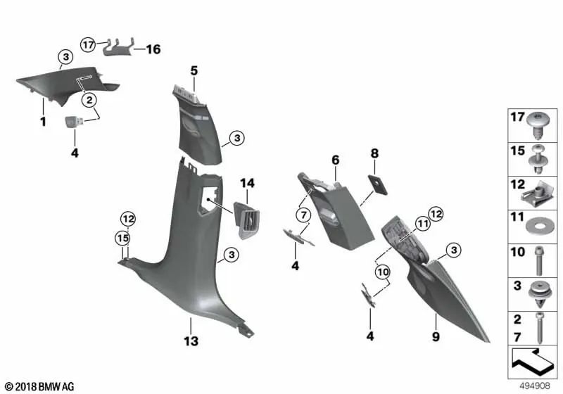 Cubierta de la columna D Alcantara derecha para BMW X7 G07 (OEM 51435A16FC6). Original BMW