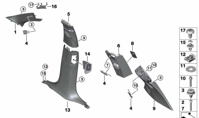 Embellecedor pilar A Alcantara izquierdo para BMW G07 (OEM 51435A0DAD5). Original BMW