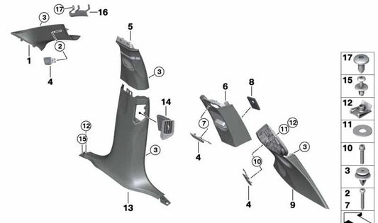 Acabamento do pilar A esquerdo em Alcantara para BMW G07 (OEM 51435A0DAD5). BMW original