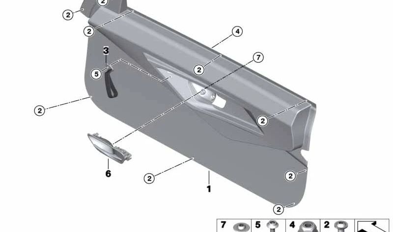 Manilla interior puerta izquierda OEM 51417279341 para BMW F30, F31, F34, F80, F32, F33, F36, F82, F83. Original BMW.