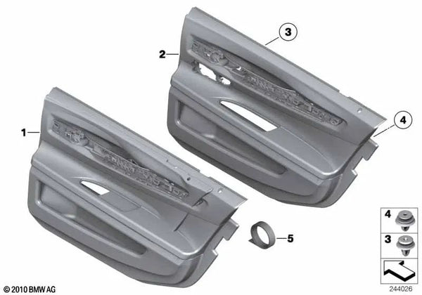 Revestimiento de puerta de cuero trasero derecho para BMW F02, F02N, F04 (OEM 51429161790). Original BMW