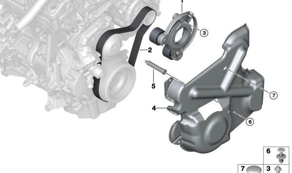 Tensor de correa mecánico OEM 11287634197 para BMW F45, F46, I12, I15. Original BMW.