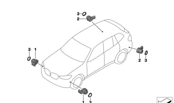 Sensor ultrasónico Arctic Race azul para BMW Serie 4 G22, G23, G83, Serie 5 G30N, X3 F97N, X4 F98N (OEM 66207927942). Original BMW.