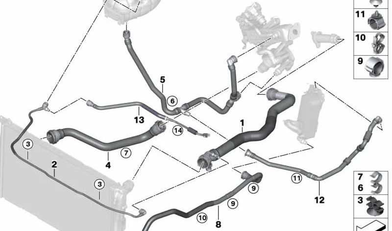 Manguera de aceite del cambio para intercambiador de calor OEM 17128587515 para BMW F20, F21. Original BMW