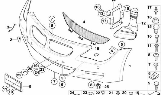 Carcasa de Parachoques Delantero Imprimada para BMW E63, E64 (OEM 51117899504). Original BMW