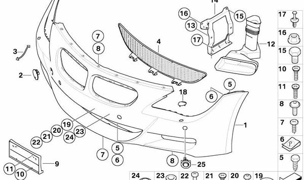 Portamatrículas OEM 51118032419 para BMW E63, E64. Original BMW.