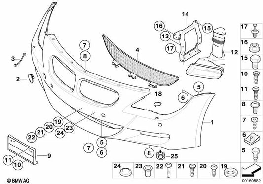 Revestimiento del parachoques delantero imprimado para BMW E63, E64 (OEM 51117899505). Original BMW