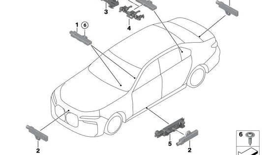 Support de l'antenne OEM 65205A1D604 pour BMW. Compatible avec les modèles F20, F21, F22, F30, F31, F32, F33, F34, F36, G20, G30, E46, E90, E92, E93, x1, x3, x4, x5, x6. Produit BMW d'origine.