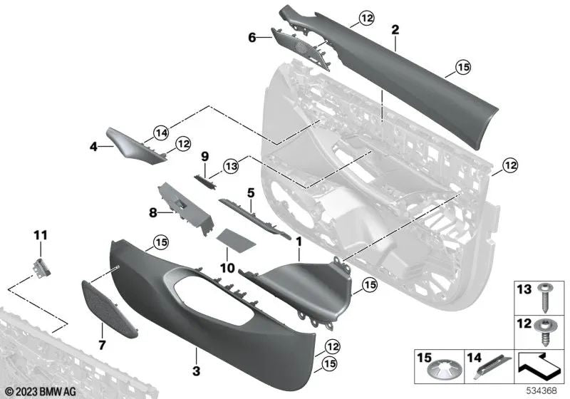 Cubierta de la manija frontal izquierda para BMW Serie 5 G60 (OEM 51415A50C75). Original BMW