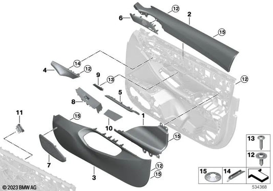 Front right armrest for BMW G60, G61 (OEM 51415A511B6). Original BMW.