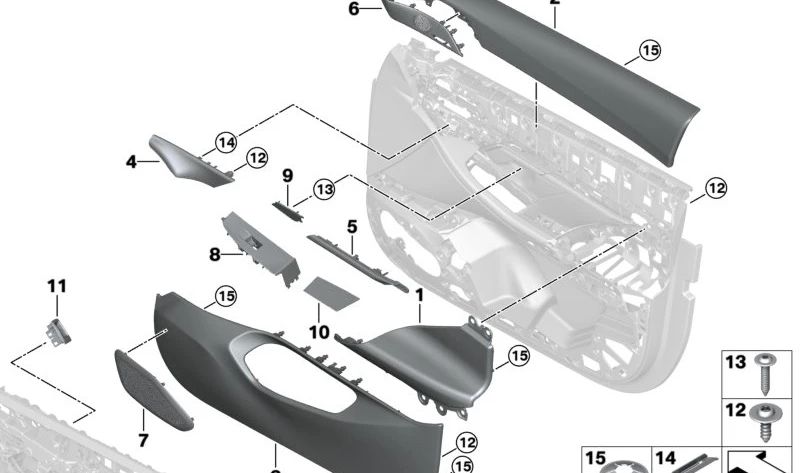 Moldura decorativa izquierda para salpicadero OEM 51415A51373 para BMW (Modelos compatibles: Serie 1 F20, Serie 2 F22, Serie 3 F30, Serie 3 GT F34, Serie 4 F32, Serie 4 Gran Coupé F36). Original BMW.