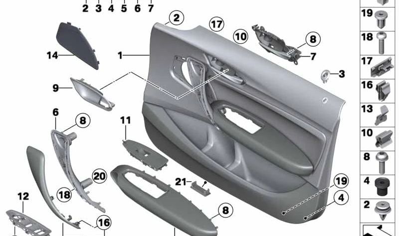 Apoyabrazos de cuero delantero derecho para BMW Serie 1 F20, F20N (OEM 51417282836). Original BMW