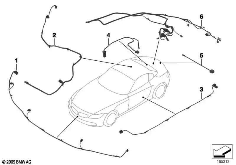 Juego de cables PDC delantero para BMW E89 (OEM 61129275116). Original BMW.