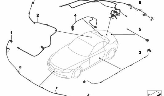 Trunk lock wiring for BMW Z4 E89 (OEM 61129225767). Original BMW